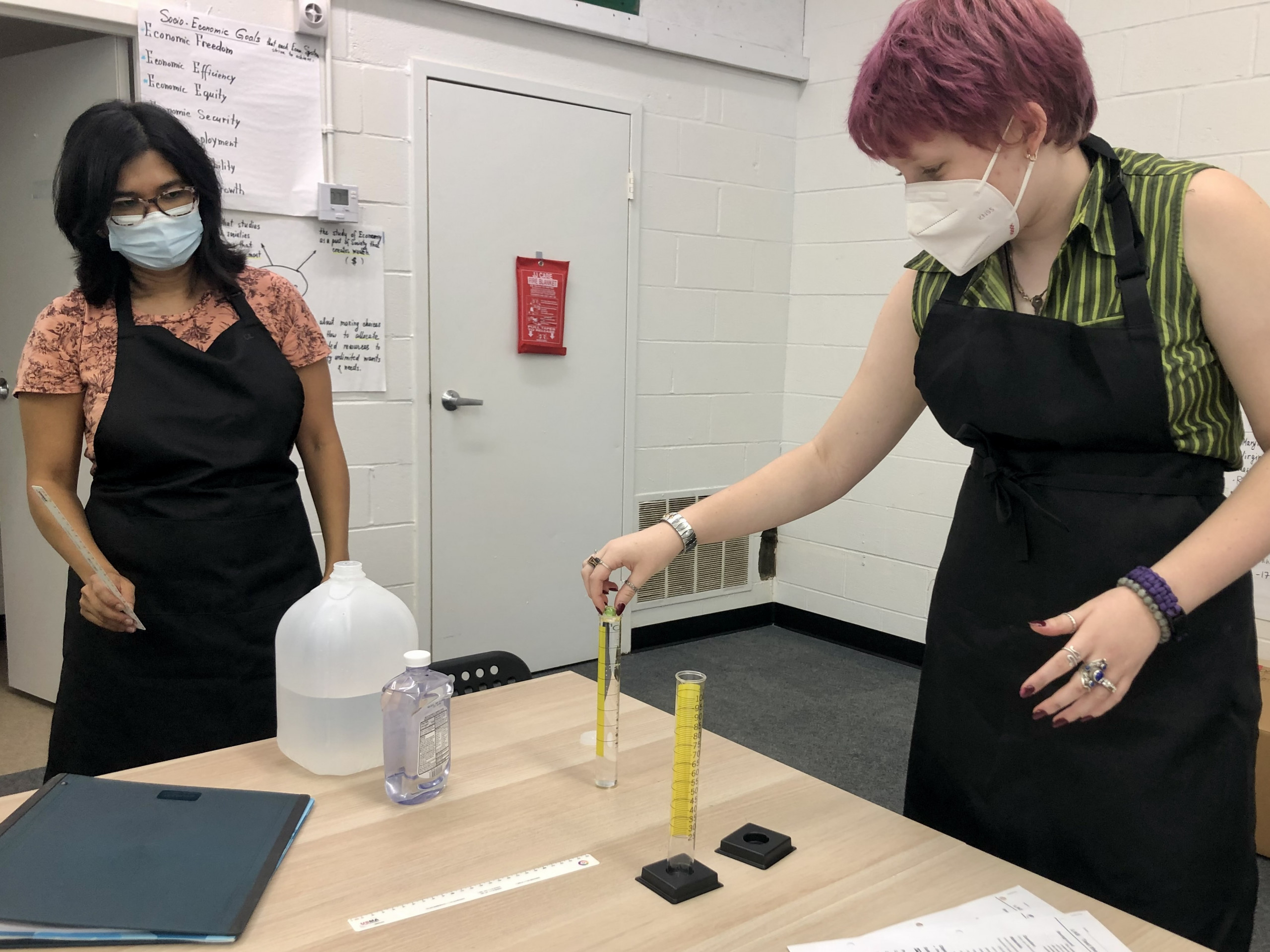 A student running a science experiment