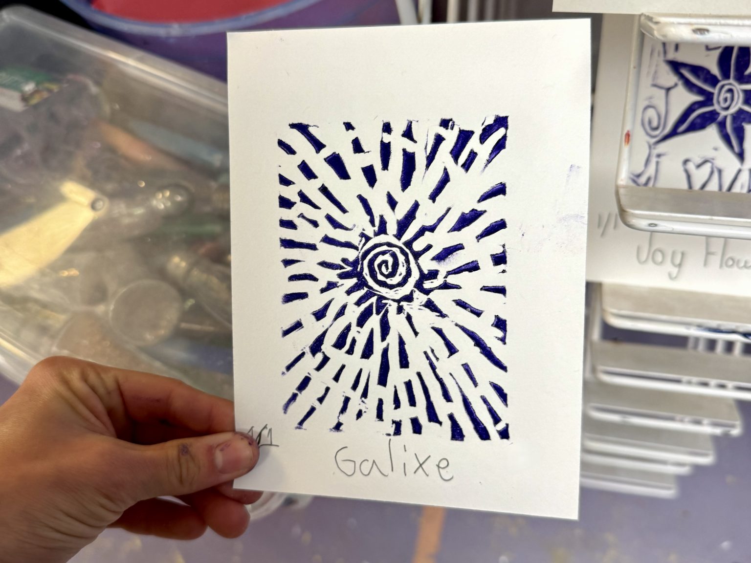 A student-made print from art class