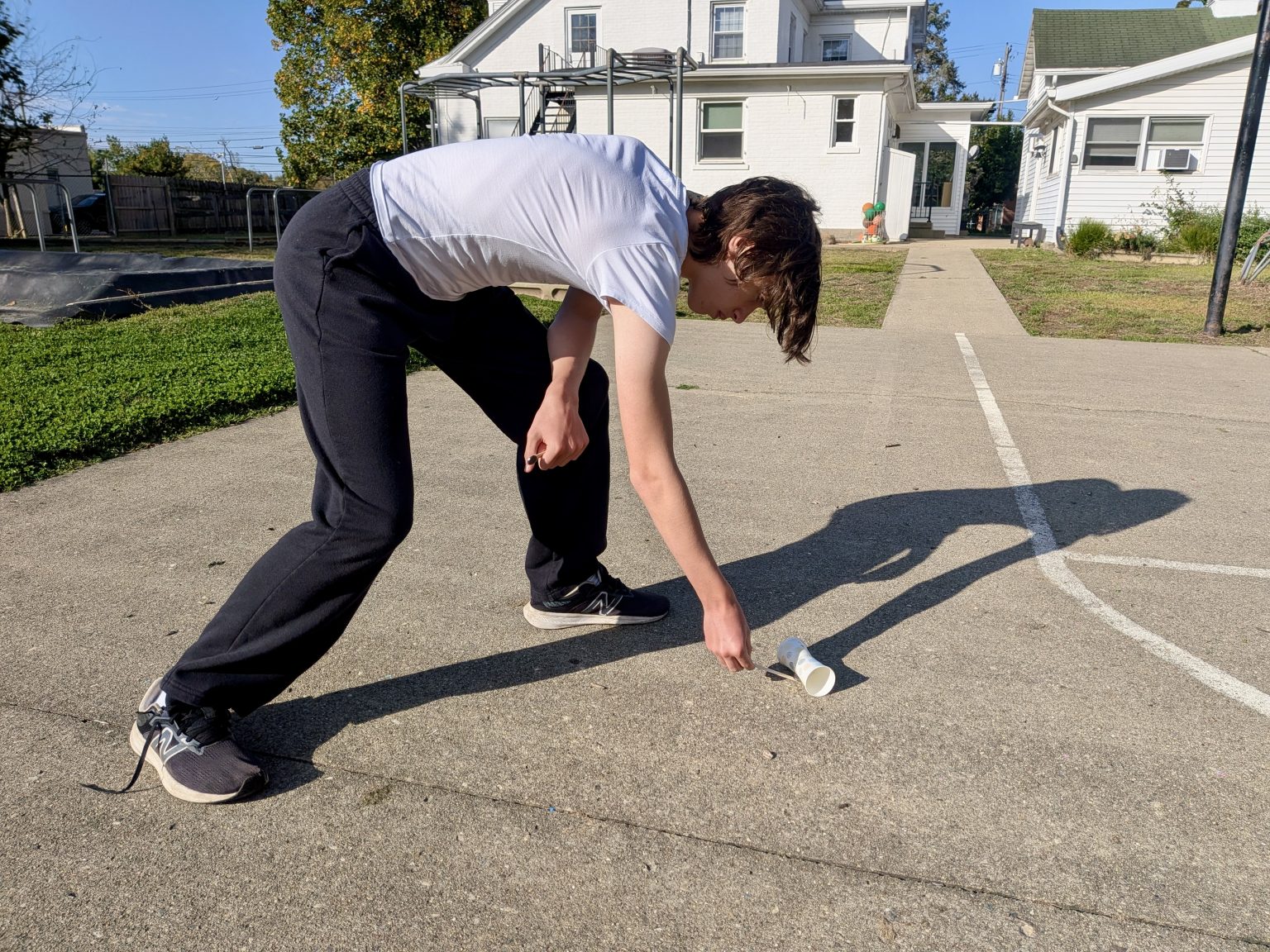 A student moving outdoors at recess