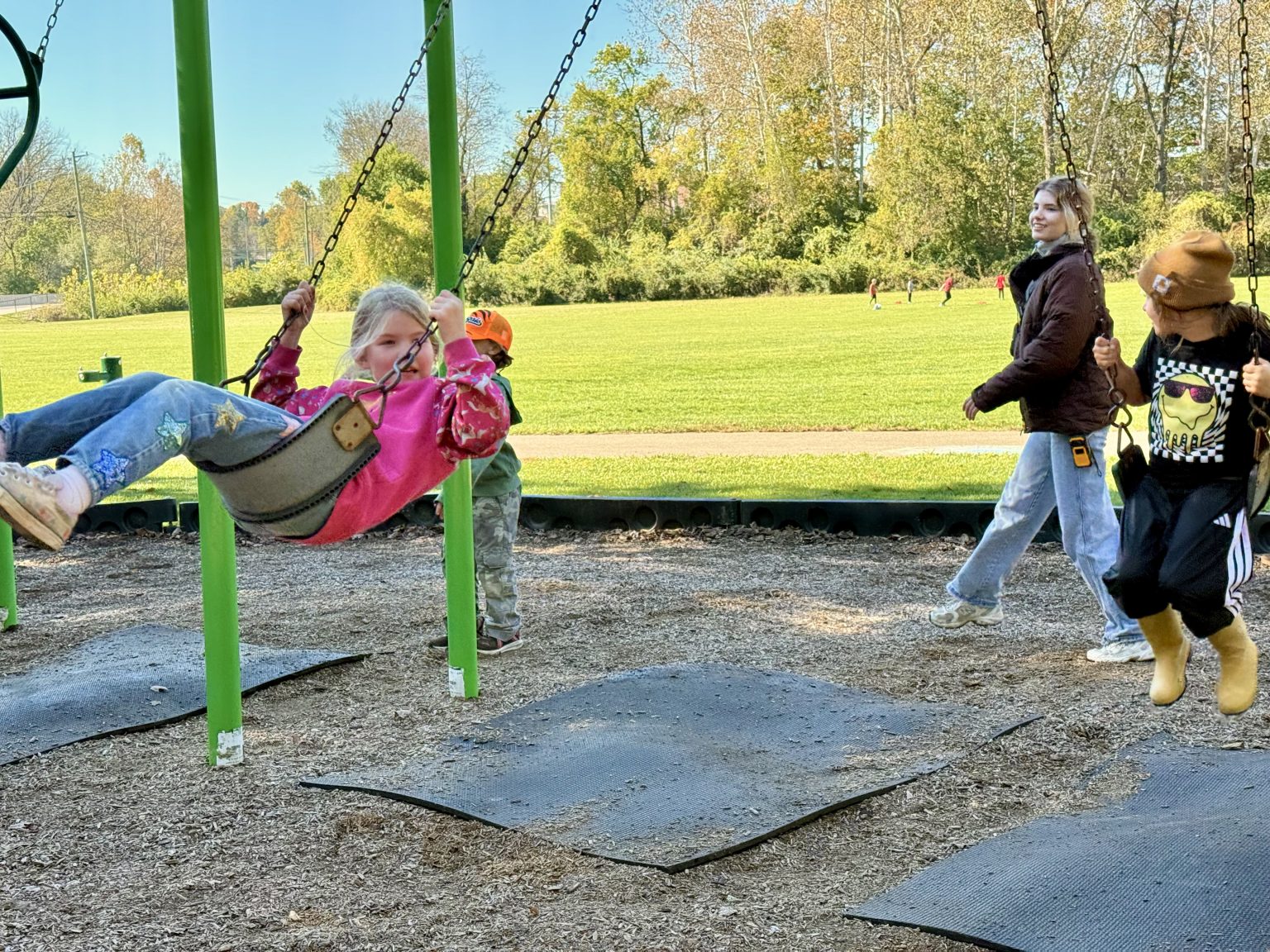 Students playing at a park in Oxford, Ohio