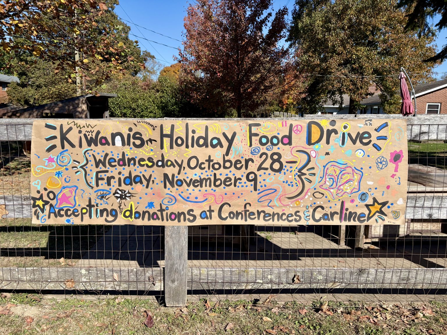 McGuffey Kiwanis Holiday Food Drive sign
